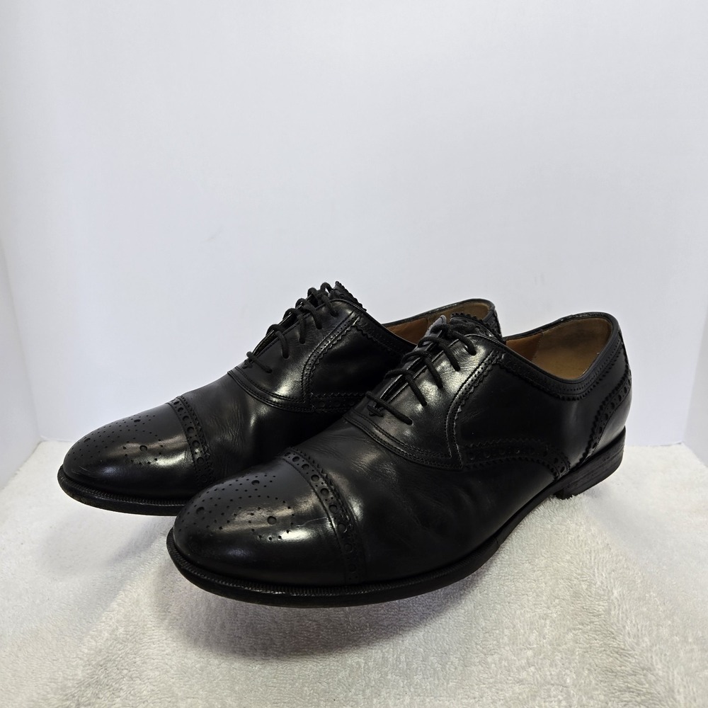 GUCCI Mens Size 9.5 Black Perforated Leather Oxford Cap Toe Lace Up Dress Shoes